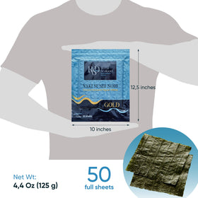 Royal Seafood Nori Gold roasted sheets deliver crispy texture for rolls.