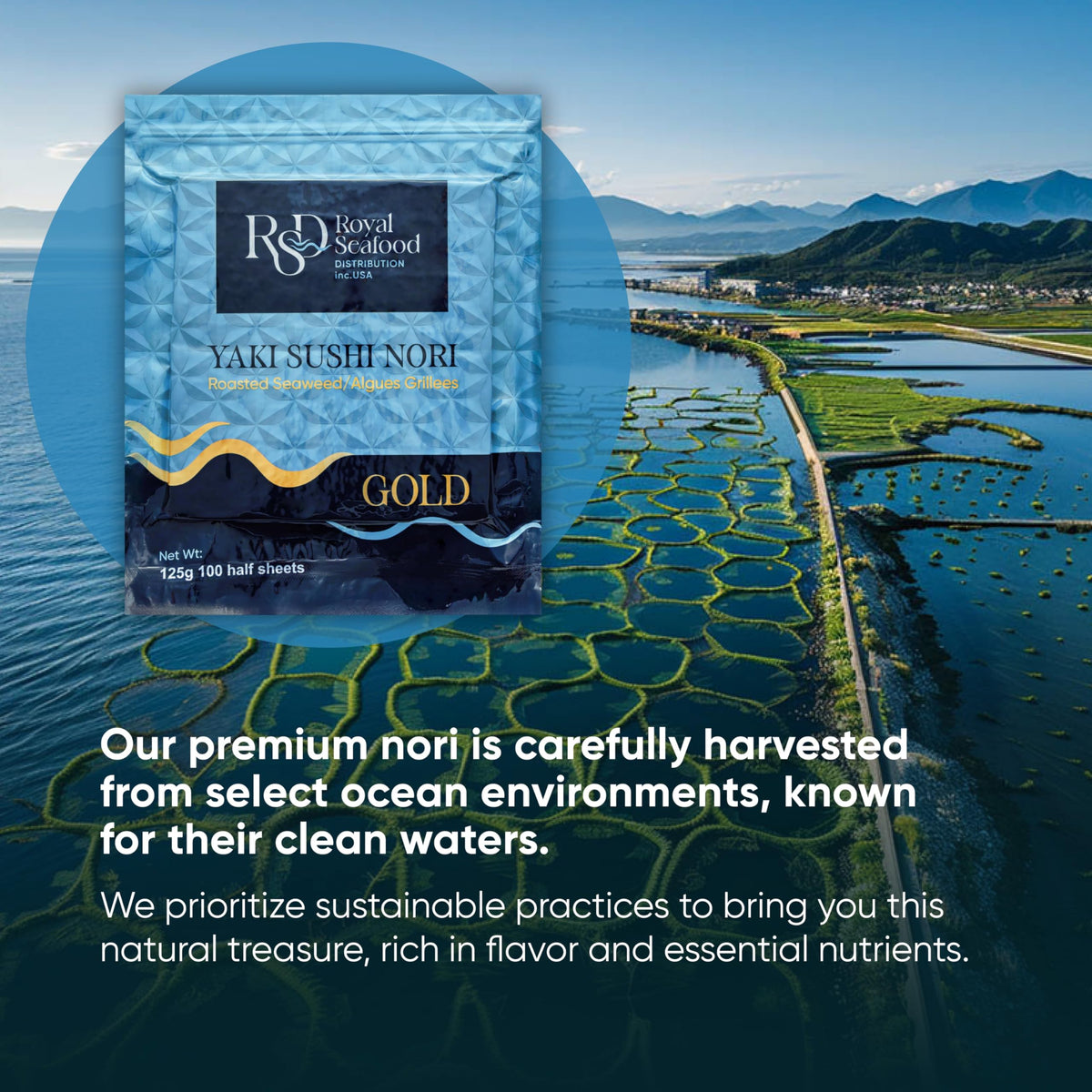 Royal Seafood Distribution nori sheets – great for ramen garnish and soups.