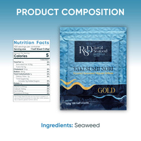 Royal Seafood Distribution nori sheets – long-lasting freshness in resealable packaging.