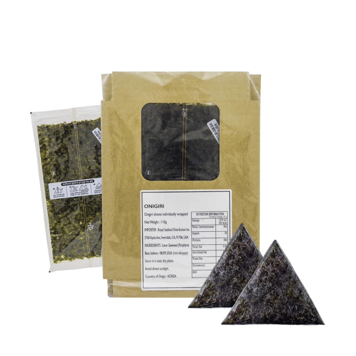 Royal Seafood Distribution onigiri seaweed sheets, premium nori for delicate sushi and onigiri prep.