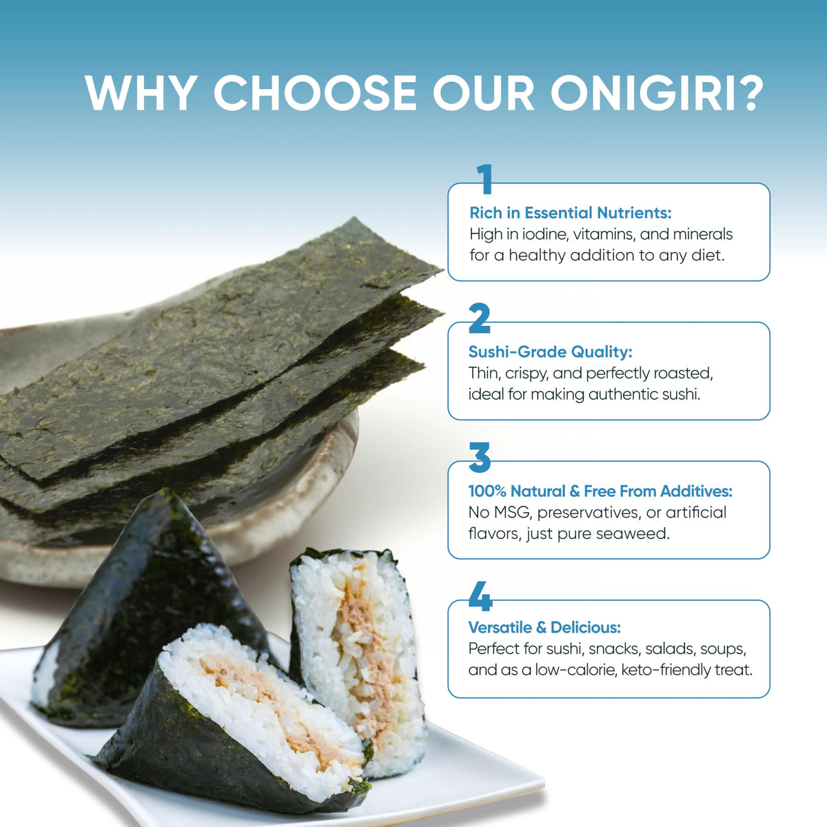 Royal Seafood Distribution premium roasted nori for crisp sushi wraps and onigiri.