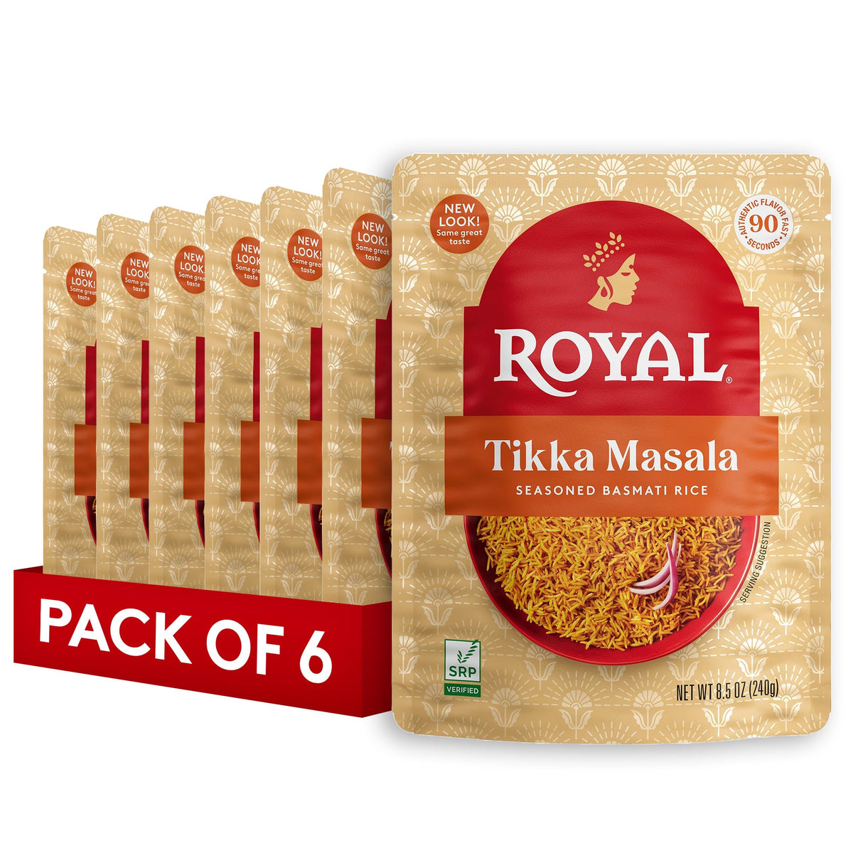 Royal Tikka Masala Basmati Rice pouch steaming for a quick flavorful dinner.