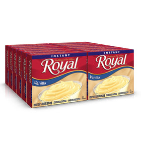 Royal Vanilla Fat Free Pudding pack front—quick, easy dessert option.