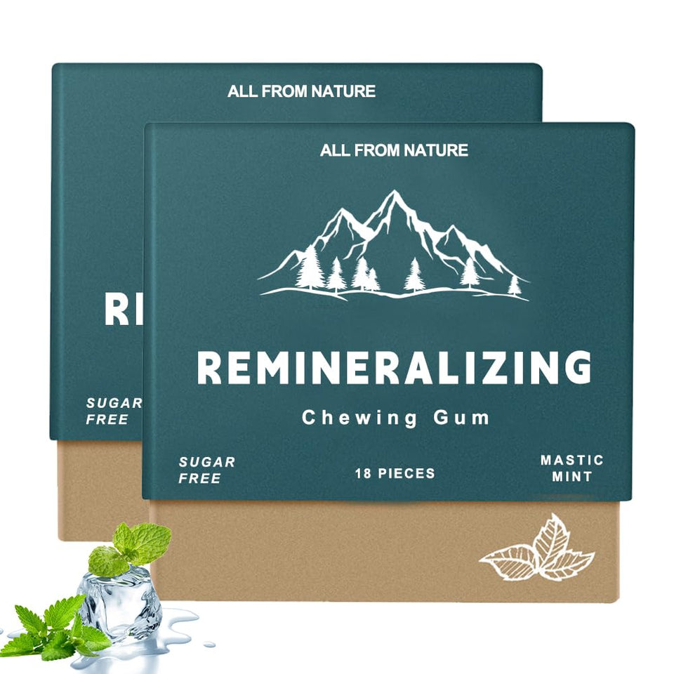 Royalee Remineralizing chewing gum: fresh mint, 2-pack for daily enamel refresh.