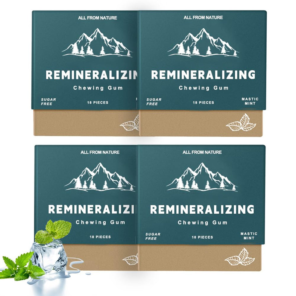 Royalee Remineralizing Gum box front with mint freshness and eco packaging.