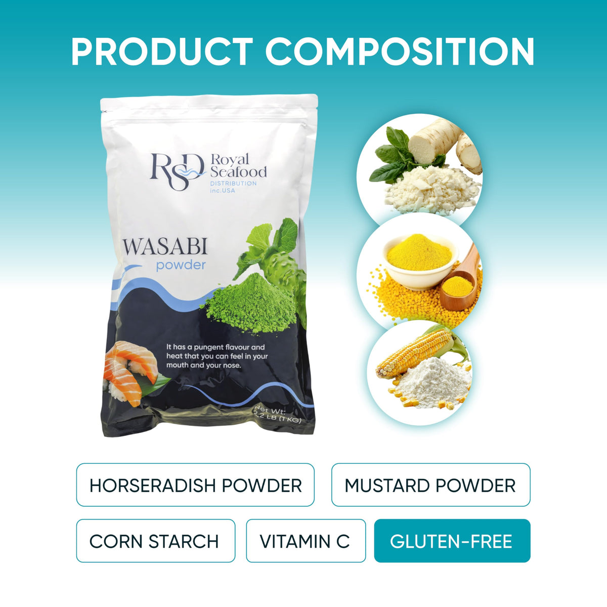 RSD premium wasabi powder bulk bag for chefs and home cooks.