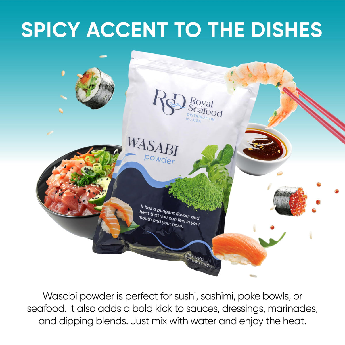RSD wasabi powder adds zing to sushi rice seasoning.