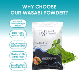 Royal Seafood rsd gluten-free wasabi powder in resealable pack for pure flavor