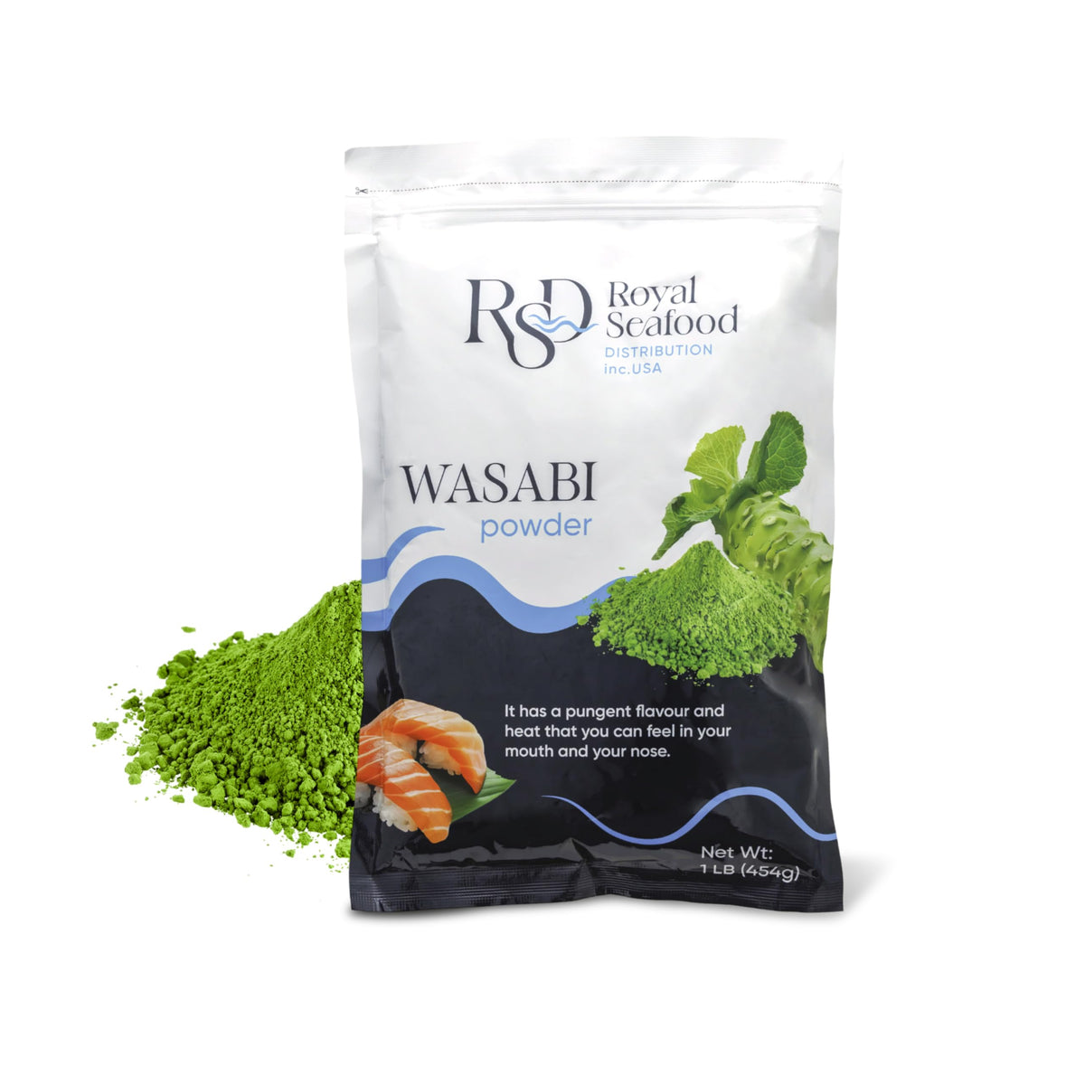 Royal Seafood rsd premium wasabi powder in 1lb package ready to flavor sushi