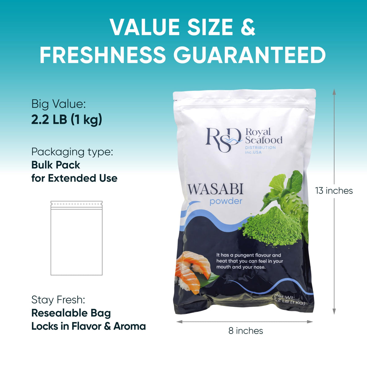 RSD wasabi powder from real root for authentic paste.
