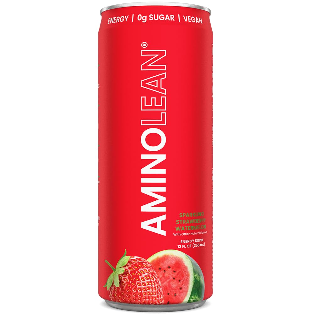 Close-up of AminoLean bottle showing bubbles and natural green tea caffeine.
