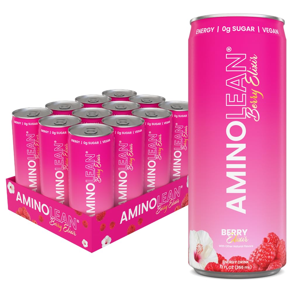 RSP NUTRITION AminoLean Energy Drink can in Berry Elixir offering sugar-free energy on the go.