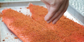 Rub with Love Salmon Rub grill-ready seasoning for salmon, pork, steaks, and wings.
