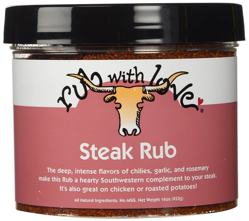 Rub with Love Tom Douglas steak rub bottle for grilling with bold southwestern flavors