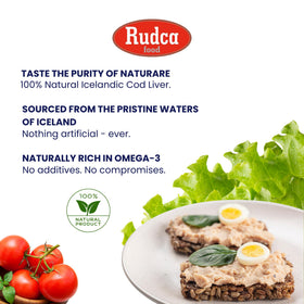 Rudca Food Pack of three Icelandic Cod Liver cans for easy stocking.