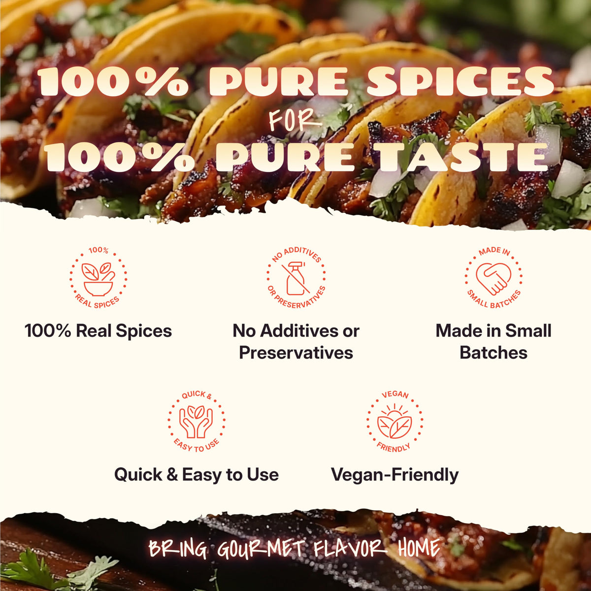 Close-up of ingredients list and spice blend in Birria Bomb Balls, vegan-friendly.