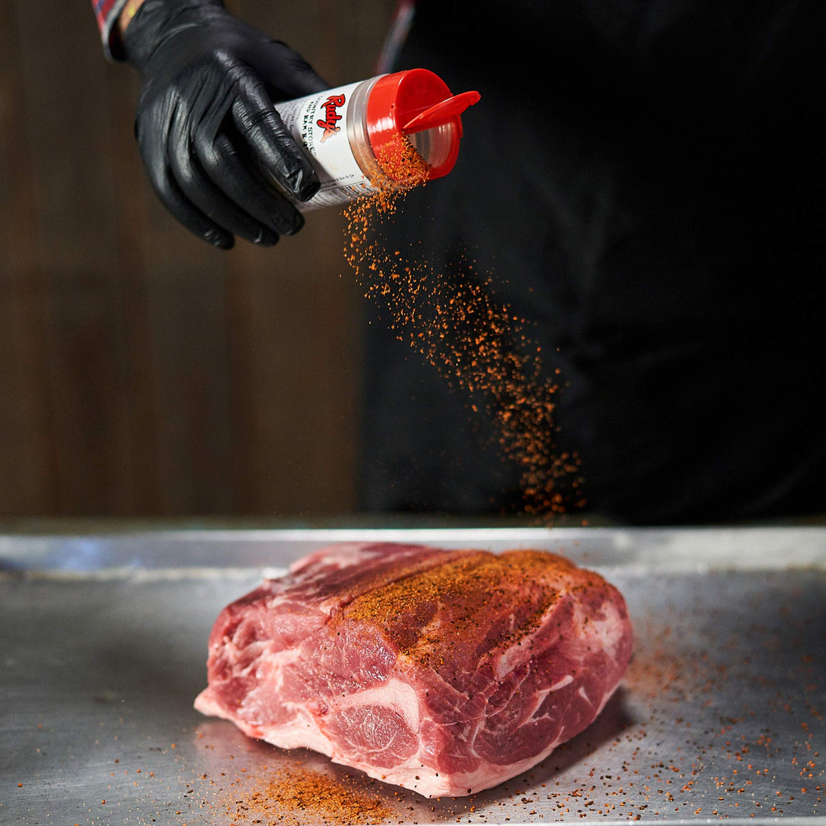 Rudy's store display showing authentic Texas barbecue seasoning