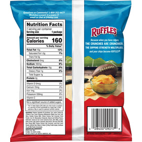 Ruffles Cheddar Sour Cream chips with thick ridges, ideal for hearty dips and snacking