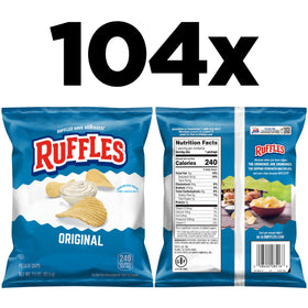 Close-up of Ruffles Original bag side view highlights packaging for sharing and easy grab-and-go.