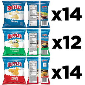 Ruffles Original chips 1-ounce bag delivering classic crunch for quick snacking.
