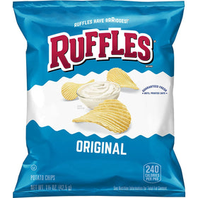 Ruffles Original close-up shows thick ridges that hold dips.