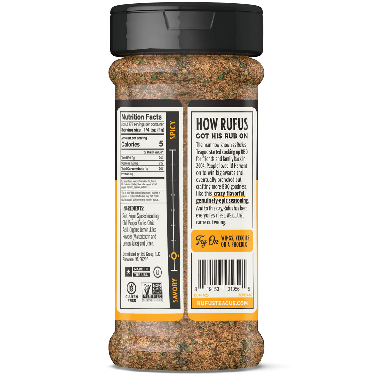 Rufus Teague Chick N' Rub jar with herbs for savory poultry flavor