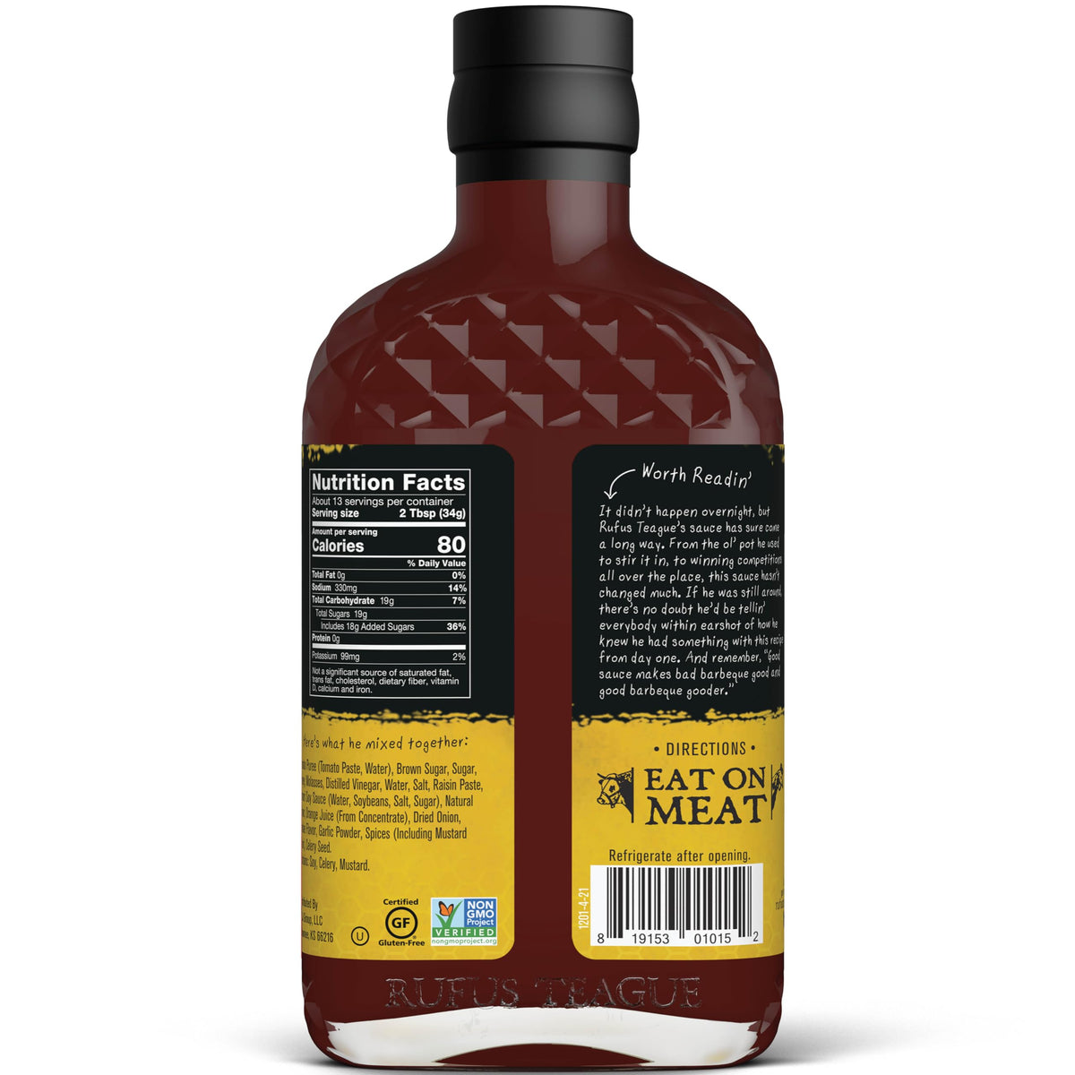 Rufus Teague Honey Sweet BBQ Sauce being poured for a smooth, sticky glaze