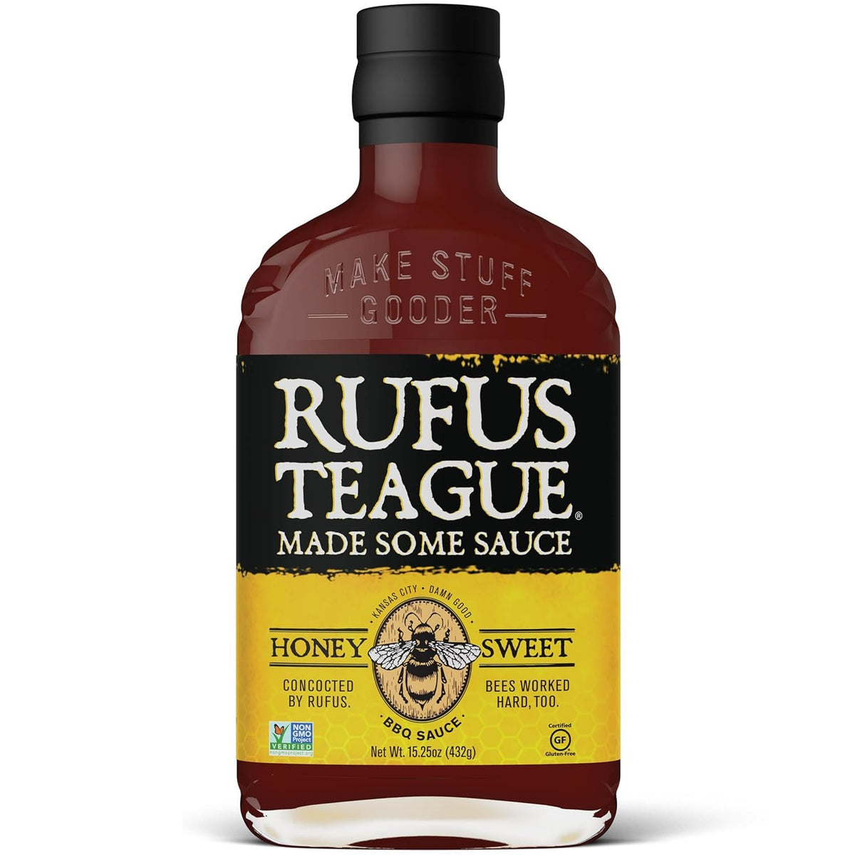 Rufus Teague Honey Sweet BBQ Sauce bottle for grilling perfection