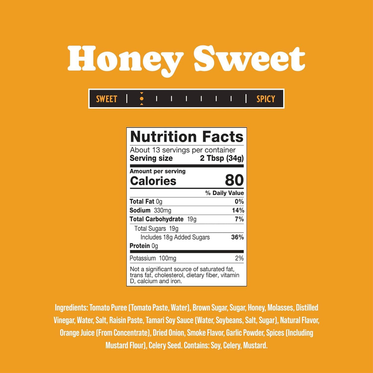 Close-up of Rufus Teague Honey Sweet BBQ Sauce label