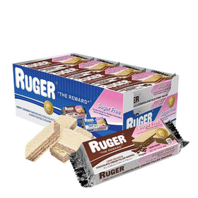 RUGER Sugar-Free Chocolate Wafers 12-pack on display, a guilt-free treat for celebrations.