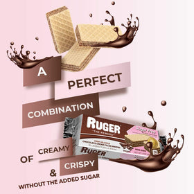 RUGER Sugar-Free Chocolate Wafers on a plate beside a cup, elegant snacking.