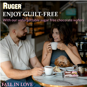 RUGER Sugar-Free Chocolate Wafers in a quick snack moment, easy to portion.