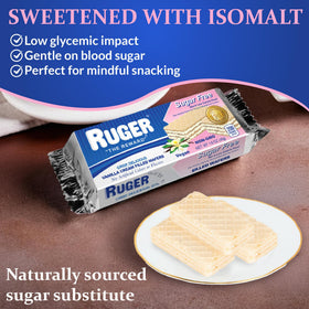 Natural non-GMO ingredients label on RUGER wafers, vegan and colors-free.