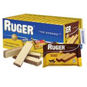 Ruger Wafers Austrian Chocolate Wafers pack showcases premium chocolate layers.