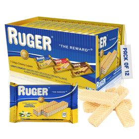 Ruger Wafers Austrian Vanilla packaging closeup highlighting premium heavy-gauge foil for freshness.