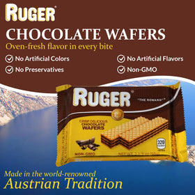 Ruger Wafers cream-filled crisp texture closeup highlights melt-in-mouth pleasure.