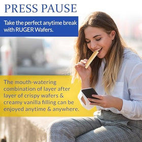 Ruger Wafers on-the-go snack scene conveys easy indulgence.