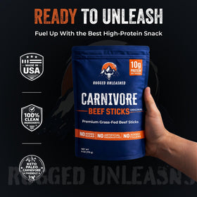 Rugged Unleashed USA-made beef sticks with clean ingredients for daily fueling