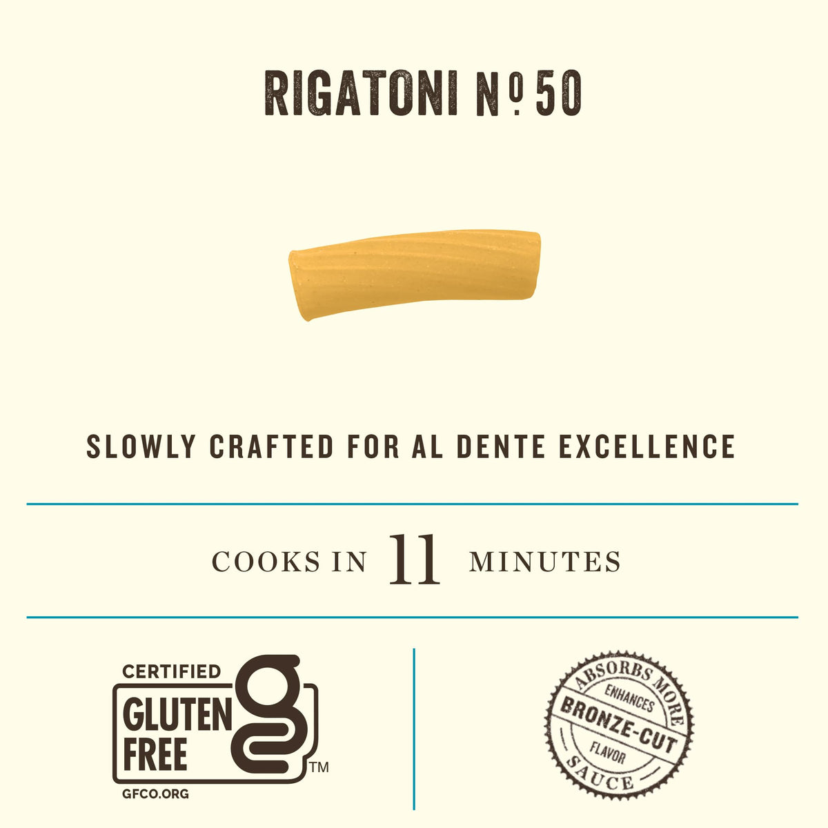 Rummo corn and rice pasta rigatoni No.50 plated with sauce
