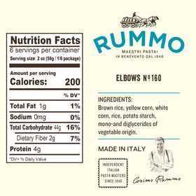 Rummo elbows pasta ready in five minutes for quick weeknight meals.