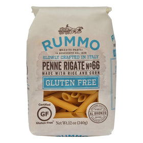 Rummo GF Rigatoni No.50 pack shot, gluten-free pasta for hearty meals.