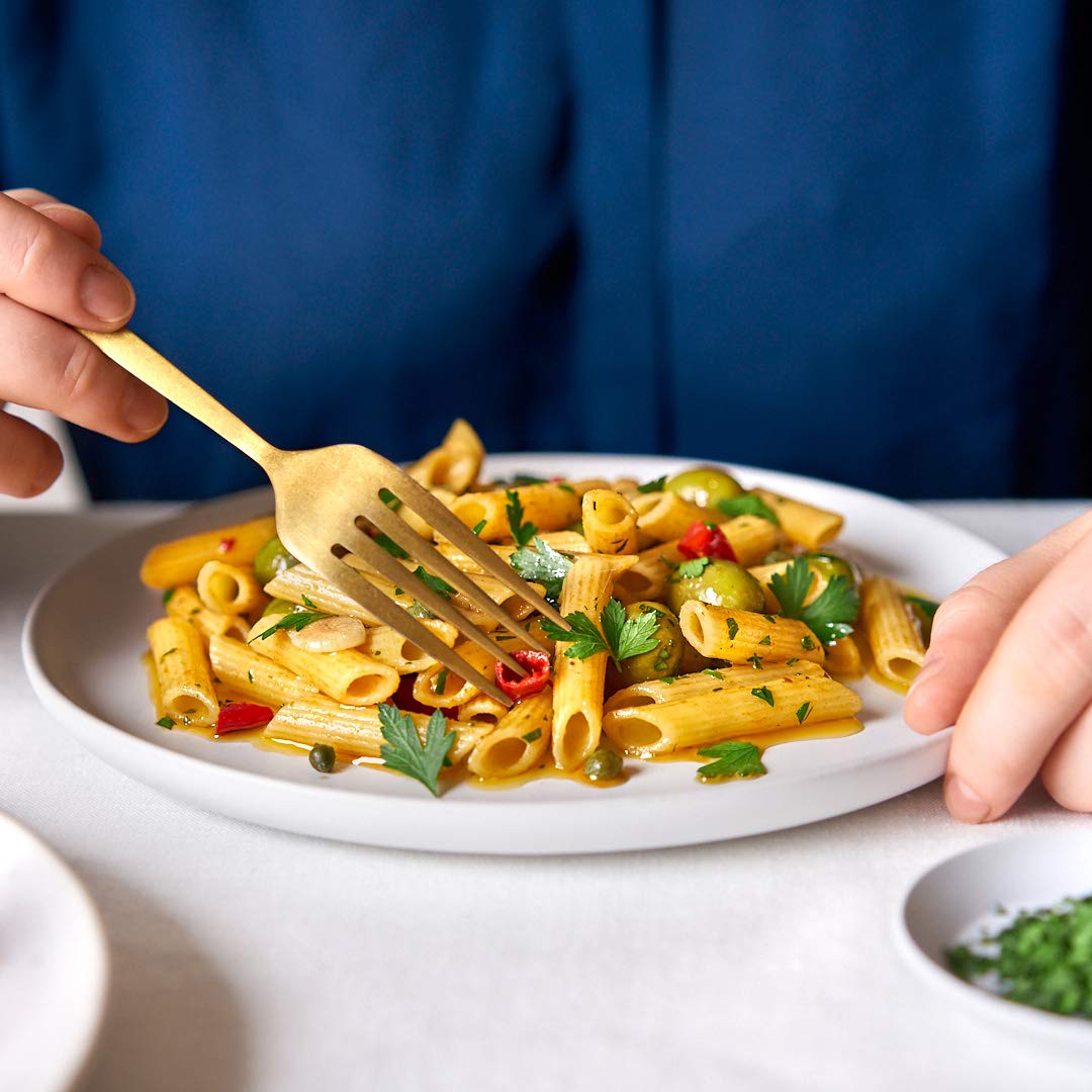 Rummo GF Rigatoni No.50 served in a dish for family meals.