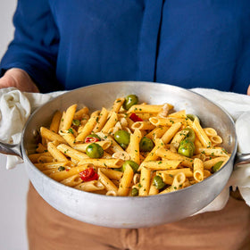 Rummo GF Rigatoni No.50 with tomato sauce, ready to serve.