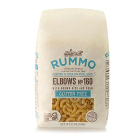 Rummo gluten-free elbows pasta N160 pack of five for quick gluten-free meals.