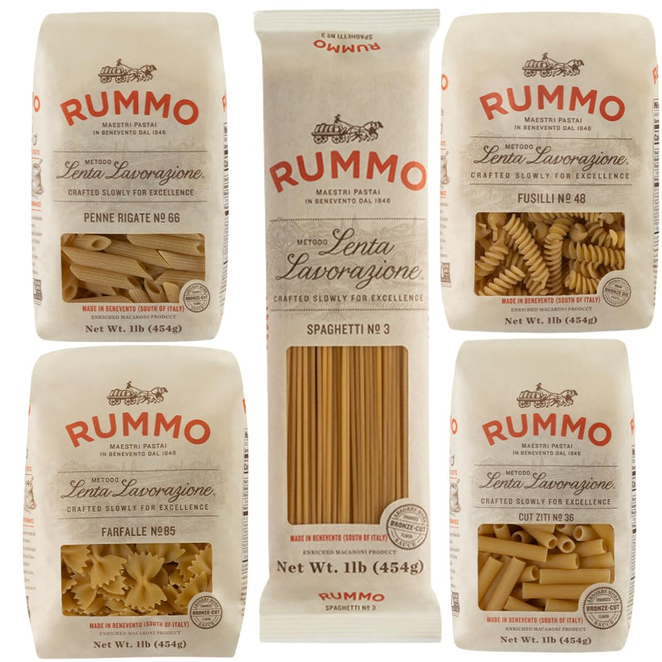 Rummo pasta variety pack spaghetti bundle; holds sauce beautifully for family meals.