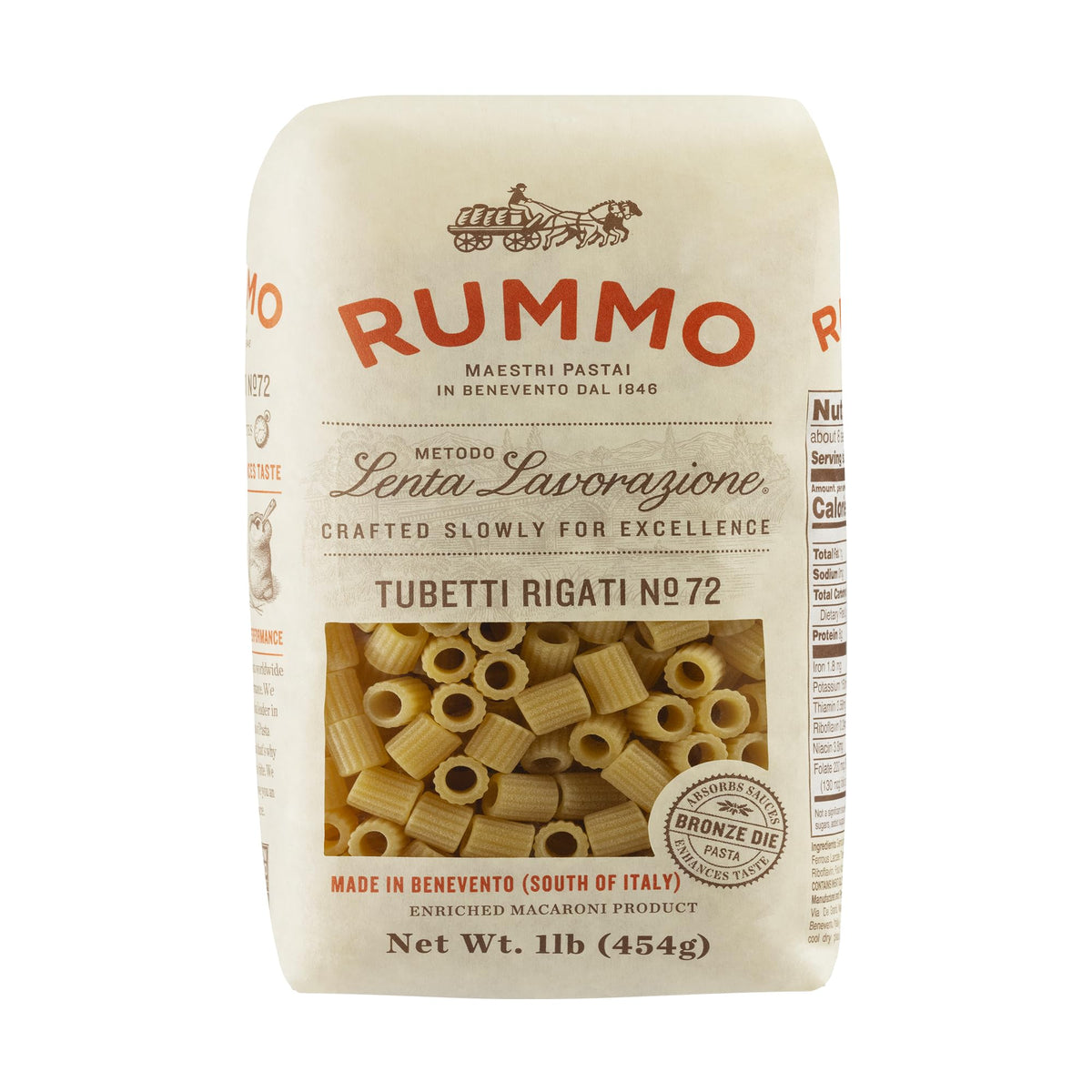 Rummo Tubetti Rigati pack-3 on kitchen counter, ideal for quick weeknight dinners.