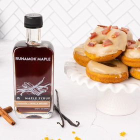 Runamok Maple Cinnamon-Vanilla glass bottle displays amber tones and quality
