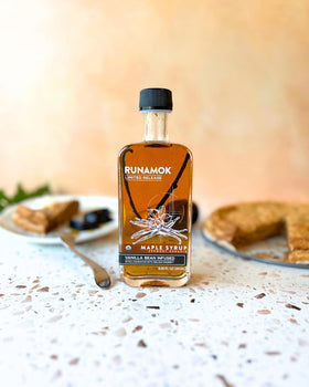 Runamok maple syrup topping on ice cream with vanilla kiss.