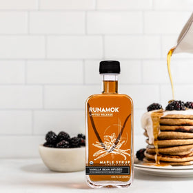 Runamok vanilla bean maple syrup stirred into tea for aromatic sweetness.