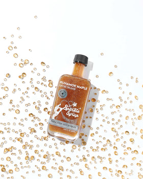 Runamok Sparkle Syrup label close up highlighting Vermont origin